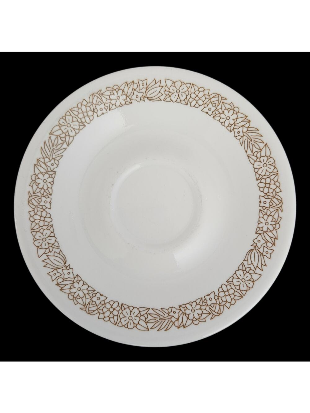 Corelle Corning Floral Beige Rim 6.25" Saucers Set of 4 Vintage USA